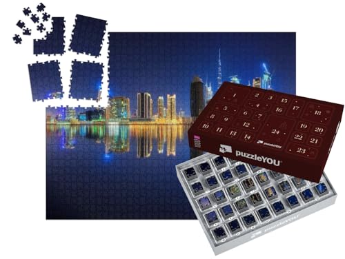 puzzleYOU: Puzzle-Adventskalender | „Panoramablick auf die Dubai Business Bay, Vereinigte Arabische Emirate“ – aus der Puzzle-Kollektion Arabien von puzzleYOU