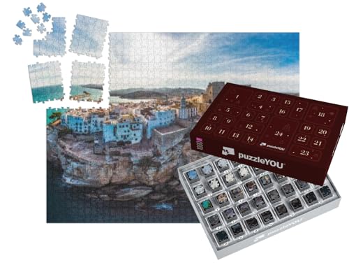 puzzleYOU: Puzzle-Adventskalender | „Peniscola, Valenica: Luftaufnahme aus Spanien“ – aus der Puzzle-Kollektion Spanien von puzzleYOU