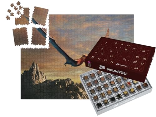 puzzleYOU: Puzzle-Adventskalender | „Prähistorische Anhanguera, 3D-Illustration“ – aus der Puzzle-Kollektion Dinosaurier, Tiere aus Fantasy & Urzeit von puzzleYOU