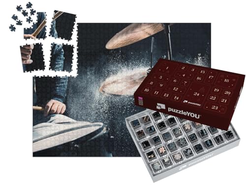 puzzleYOU: Puzzle-Adventskalender | „Schlagzeuger an seinem Instrument“ – aus der Puzzle-Kollektion Musik, Menschen von puzzleYOU