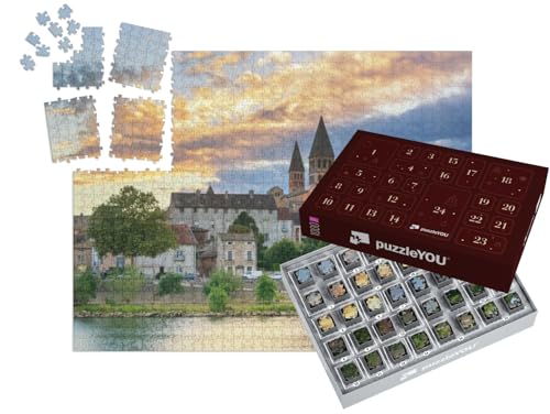 puzzleYOU: Puzzle-Adventskalender | „Stadtbild von Tournus, Frankreich“ von puzzleYOU