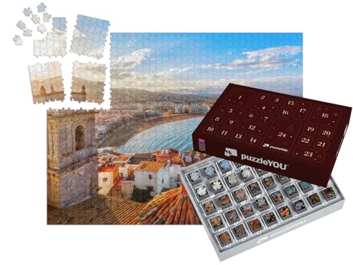 puzzleYOU: Puzzle-Adventskalender | „Stimmungsvoller Blick Peñíscola, Valencia, Spanien“ – aus der Puzzle-Kollektion Spanien von puzzleYOU