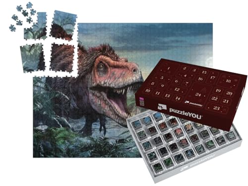 puzzleYOU: Puzzle-Adventskalender | „Tarbosaurus, 3D-Illustration“ – aus der Puzzle-Kollektion Dinosaurier, Tiere aus Fantasy & Urzeit von puzzleYOU