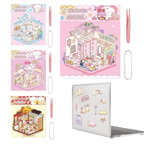 puzzlegame Erstellen Sie Ihre eigene Aufkleberszene, Miniaturszenenaufkleber - Scrapbook-Aufkleber mit 3D-Effekt | Erstellen Sie Ihre eigenen Szenenaufkleber, Set mit 4 Szenenaufklebern für Kinder und von puzzlegame