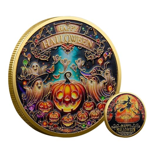 puzzlegame Fröhliches Halloween-Souvenir,Fröhliche Halloween-Münze | Robuste Halloween-Sammelmünze aus goldenem Metall | Sammelbare, multifunktionale Gedenkmünze, Halloween-Partygeschenk für, von puzzlegame