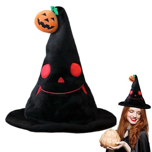 puzzlegame Halloween Hexenhüte,Kürbishut Kinder - Kinder Hexenhut mit LED-Licht,Zubehördekorationen Hexenkostümzubehör Halloween-Kostümpartyzubehör für Mädchen-Halloweenparty von puzzlegame