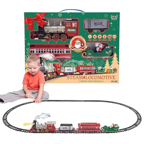 puzzlegame Kindereisenbahn-Set, Modelleisenbahn-Spielzeug für | Lokomotive Schienenzug Modellspielzeug mit Licht - Weihnachtsdekorations-Zugmodell für aufregende Spielzeit im Schlafzimmer, von puzzlegame