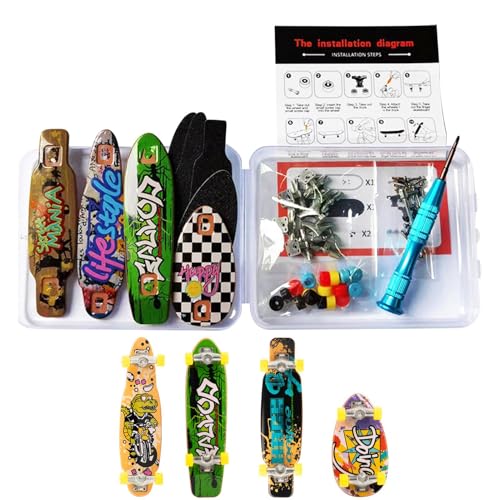 puzzlegame -Skateboard-Set, Finger-Skateboard für Kinder,Selbstmontierter Fingertip-Skateboard-Bausatz | Mit Schraubendreher und 18 farbigen Rädern, Fingerspielzeug-Set als Geburtstagsgeschenk von puzzlegame