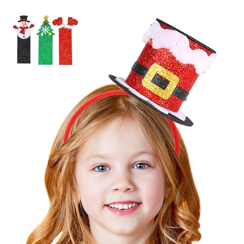 puzzlegame Weihnachts-Party-Stirnbänder, Weihnachts-Stirnbänder für Kinder | Weiche rot-grün-silberne elastische Weihnachtskopfbedeckung,Bequeme klassische Weihnachtsdekoration für Kinder von puzzlegame