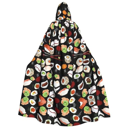 pvinnk Japanischer Sushi-Umhang, schwarzer Druck, Gothic, Renaissance, Halloween, Cosplay, Hexe, Mittelalter-Motto-Partys von pvinnk