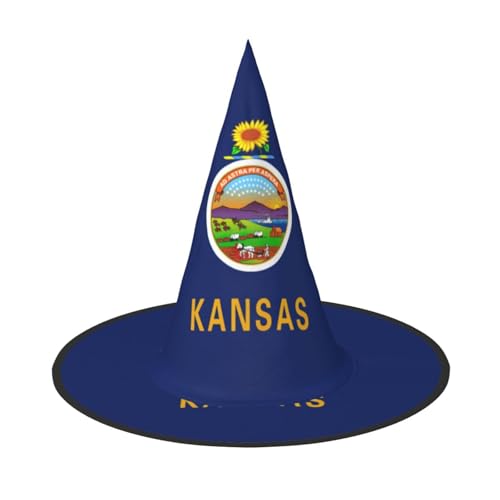 pvinnk Kansas State Flag Print Over Vibrant Carnival Halloween Hat Adult Costume Accessory For Themed Parties von pvinnk