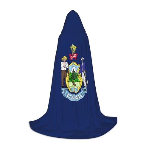 pvinnk Maine State Flag Print Halloween Warm Hooded Cloak For Men Women For Carnival Cosplay Witch Costumes von pvinnk