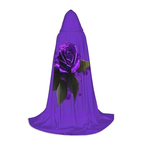 pvinnk Umhang mit violettem Rosen-Druck, Halloween, warmer Kapuzenumhang für Männer und Frauen, für Karneval, Cosplay, Hexenkostüme von pvinnk