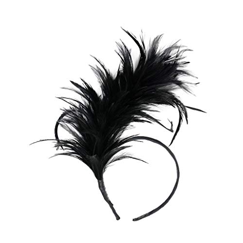 blitzangebote des tages, Feder Kopfschmuck Damen Hochzeit Schwarz Haarband Feder Haarschmuck Elegant Feder Kopfschmuck Regenbogen Kopfbedeckung Zubehör 20er Jahre Karneval Party Feder Stirnband von pxjsdwe