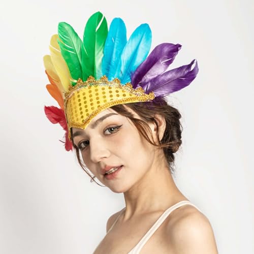 pxjsdwe angebote des tages heute, Feder Haarschmuck Damen Abschlussball Karneval Party Haarreif Haarband Elegant Feder Kopfschmuck Regenbogen Faschingskostüme Cocktail Tee-Party Feder Haarschmuck von pxjsdwe