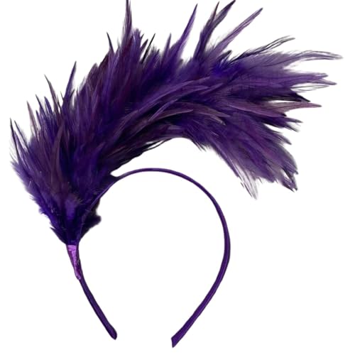 pxjsdwe bunte federn, Feder Kopfschmuck Damen Tee-Party Hochzeit Feder Stirnband Feder Haarschmuck Cocktail Feder Kopfschmuck Karneval Party Fascinator-Hut Vintage Elegant Haarband von pxjsdwe