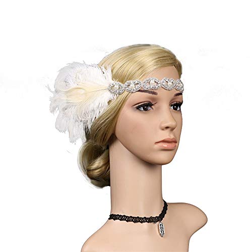 pxjsdwe fasching haarreif, Feder Kopfschmuck Damen Vintage Tee-Party Haarband Feder Kopfschmuck Regenbogen Haarreif Elegant Fascinator-Hut Karneval Party Hochzeit Feder Stirnband von pxjsdwe