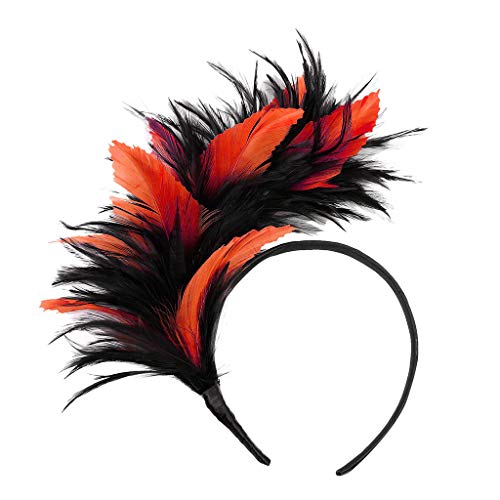 pxjsdwe faschingskostüme damen, Feder Stirnband Damen Cosplay Cocktail Haarreif Feder Stirnband Abschlussball Haarband Schwarz Fasching Kostüm Elegant 20er Jahre Feder Haarschmuck von pxjsdwe