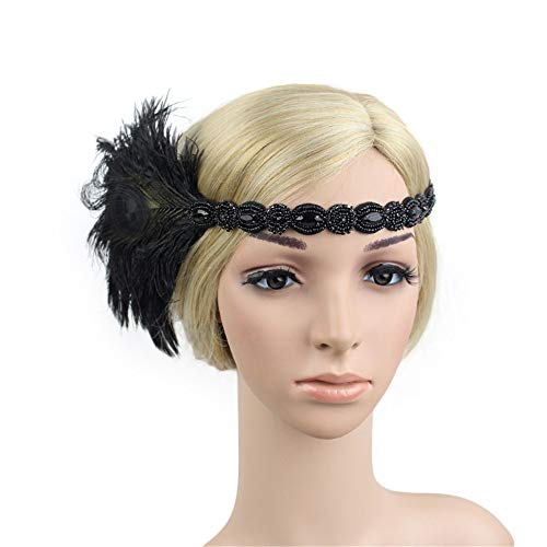 pxjsdwe haarreif regenbogen, Feder Kopfschmuck Damen Vintage Tee-Party Haarband Feder Kopfschmuck Regenbogen Haarreif Elegant Fascinator-Hut Karneval Party Hochzeit Feder Stirnband von pxjsdwe