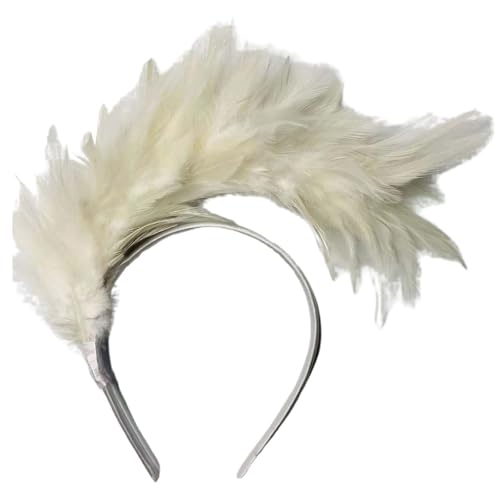 pxjsdwe kostüm papagei, Feder Kopfschmuck Damen Tee-Party Hochzeit Feder Stirnband Feder Haarschmuck Cocktail Feder Kopfschmuck Karneval Party Fascinator-Hut Vintage Elegant Haarband von pxjsdwe