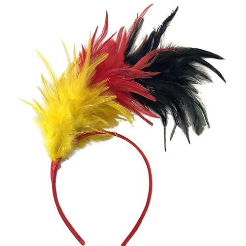 pxjsdwe kostüm regenbogen damen, Feder Kopfschmuck Damen Tee-Party Hochzeit Feder Stirnband Feder Haarschmuck Cocktail Feder Kopfschmuck Karneval Party Fascinator-Hut Vintage Elegant Haarband von pxjsdwe