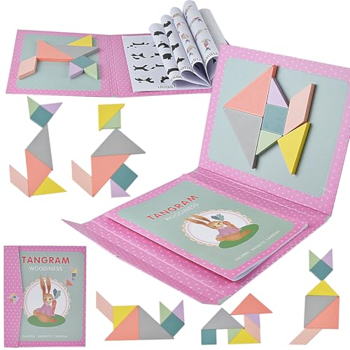 Magnetischer Tangram,Magnetische Holz Tangram Spiele für Kinder,Tangram Magnetpuzzle Geometrische Formen Puzzle Bausteine Buchform für 3+ Jahren Kinder Pädagogisches Spielzeug Rätselgeschenk(Rosa) Magnetischer Tangram,Magnetische Holz Tangram Spiele für Kinder,Tangram Magnetpuzzle Geometrische Formen Puzzle Bausteine Buchform für 3+ Jahren Kinder Pädagogisches Spielzeug Rätselgeschenk(Rosa) von qimeyu