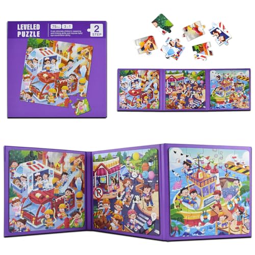 magnetpuzzle,kinderpuzzle,magnetische Puzzle,75 pcs rettungsteam Puzzle,Magnet Puzzle ab 3 Jahre,magnetische Puzzle für Kinder für Magnet Puzzle ab 2 3 4 5 Jahre von qimeyu