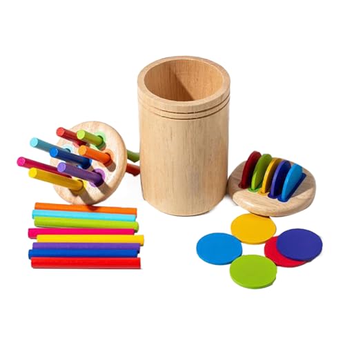 qofezuey Farbsortierspielzeug für Vorschulkinder, Münzeinsatz, Becher, Holzset für Kinder im Vorschulalter, pädagogisch, geometrische Form, Feinmotorik, Entwicklung von Kleinkindern, Jungen und M von qofezuey