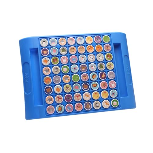 qofezuey Lernschachspiel für Kinder, Familienbrettset, Memory Reversi, Cartoon-Tier-Flip-Matching für 2 Spieler, Konzentrationstraining, Herausforderung für Kleinkinder Blau von qofezuey