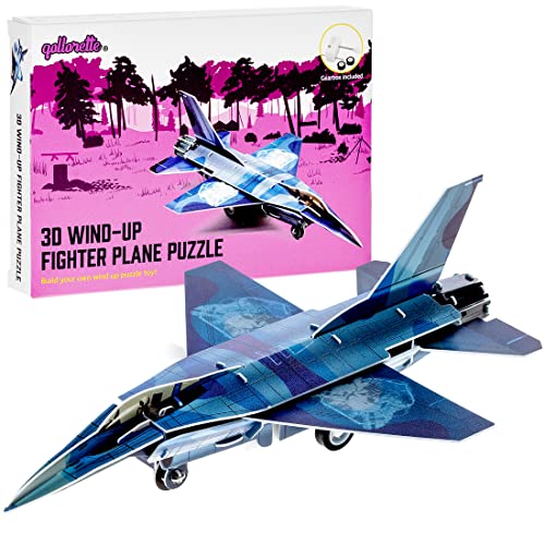 qollorette Aufziehspielzeug 3D Puzzle Kinder Militär Spielzeug Modellbau Armee Kampfjet Modell Aufziehauto Lernspiele für Kinder Jungen und Mädchen von qollorette