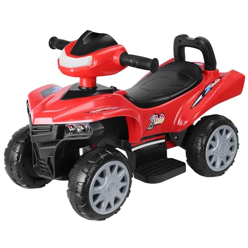 qorkhogr Kinderfahrzeug, 6 V, elektrisches Auto, batteriebetrieben, elektrisches Fahrzeug, Kleinkind, elektrisches ATV-Auto mit LED-Scheinwerfer, Musikfunktion, max. Geschwindigkeit, 1,8 MPH, Rot von qorkhogr