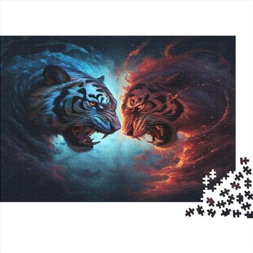 Blauer Tiger 1000 Teile Roter Tiger Puzzles Erwachsene Geburtstag Wohnkultur Geschicklichkeitsspiel Für Die Ganze Familie Lernspiel Stress Relief 1000pcs (75x50cm) von quiltcover