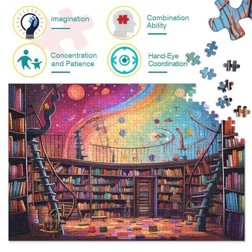 Bücherregal Erwachsene Puzzles 300 Teile Landschaften Geburtstag Lernspiel Geschicklichkeitsspiel Für Die Ganze Familie Home Decor Stress Relief 300pcs (40x28cm) von quiltcover