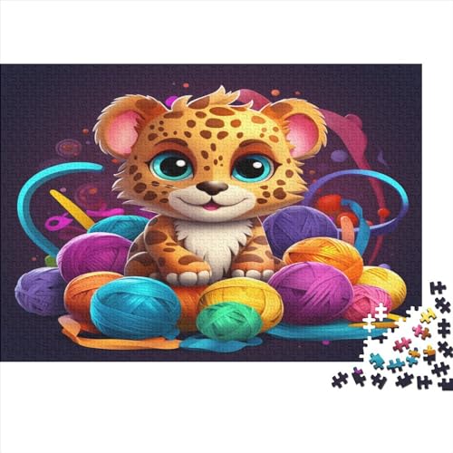 Cartoon-Leopard 1000 Teile Tier Puzzles Erwachsene Lernspiel Wohnkultur Geburtstag Geschicklichkeitsspiel Für Die Ganze Familie Stress Relief 1000pcs (75x50cm) von quiltcover