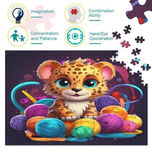 Cartoon-Leopard Puzzle Erwachsene 1000 Teile Tier Lernspiel Home Decor Geburtstag Geschicklichkeitsspiel Für Die Ganze Familie Stress Relief 1000pcs (75x50cm) von quiltcover