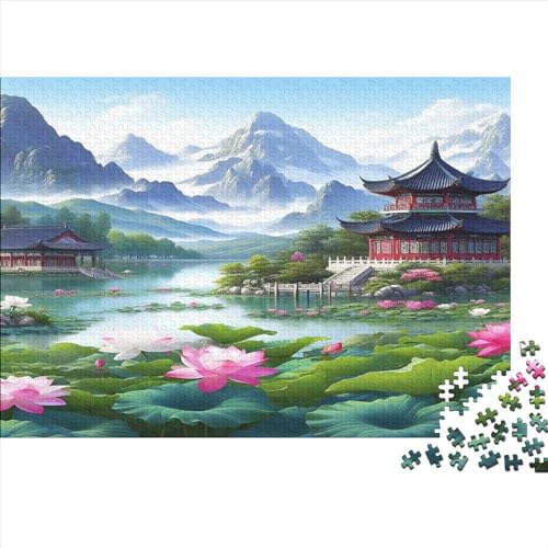 Chinesische Architektur Erwachsene Puzzles 1000 Teile Teiche Familie Challenging Games Wohnkultur Geburtstag Educational Game Stress Relief 1000pcs (75x50cm) von quiltcover