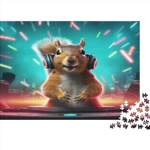 DJ-Eichhörnchen 300 Teile Tier Puzzles Erwachsene Geburtstag Wohnkultur Geschicklichkeitsspiel Für Die Ganze Familie Lernspiel Stress Relief 300pcs (40x28cm) von quiltcover