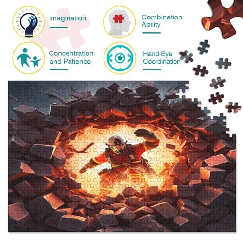 Feuerwehrmann Erwachsene Puzzles 500 Teile 3D Visuelle Effekte Family Challenging Games Wohnkultur Geburtstag Educational Game Stress Relief 500pcs (52x38cm) von quiltcover