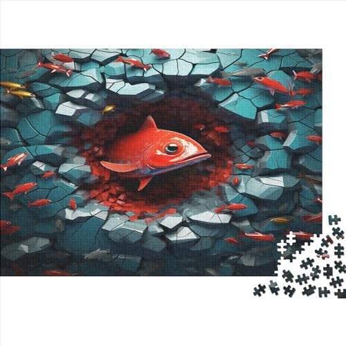 Fische an der Wand Erwachsene 1000 Teile Tier Puzzle Family Challenging Games Moderne Wohnkultur Lernspiel Geburtstag Stress Relief Toy 1000pcs (75x50cm) von quiltcover