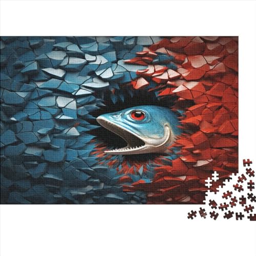 Fische an der Wand Erwachsene Puzzle 1000 Teile Tier Geburtstag Educational Game Home Decor Family Challenging Games Stress Relief 300pcs (40x28cm) von quiltcover