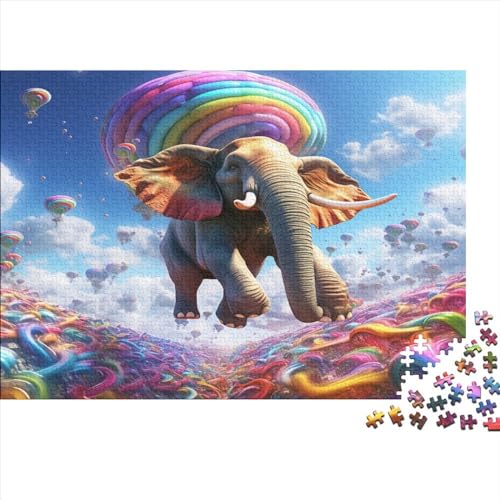 Fliegender EleFächert Puzzle Erwachsene 1000 Teile Tier Lernspiel Home Decor Geburtstag Geschicklichkeitsspiel Für Die Ganze Familie Stress Relief 1000pcs (75x50cm) von quiltcover