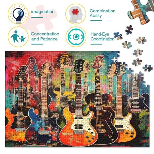 Gitarre Für Erwachsene 500 Teile Felsen Puzzle Geburtstag Educational Game Wohnkultur Family Challenging Games Stress Relief Toy 500pcs (52x38cm) von quiltcover
