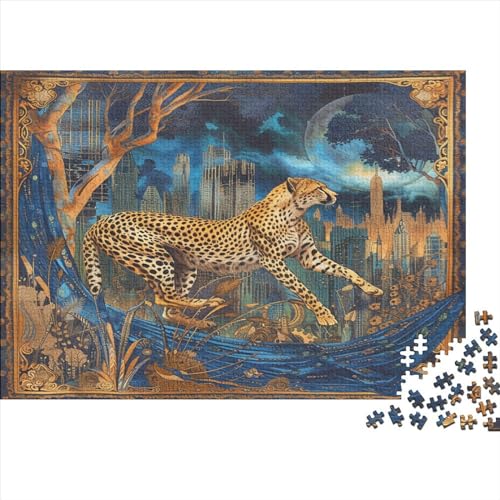 Leopard 1000 Teile Wandmalerei Puzzles Erwachsene Geburtstag Wohnkultur Geschicklichkeitsspiel Für Die Ganze Familie Lernspiel Stress Relief 1000pcs (75x50cm) von quiltcover