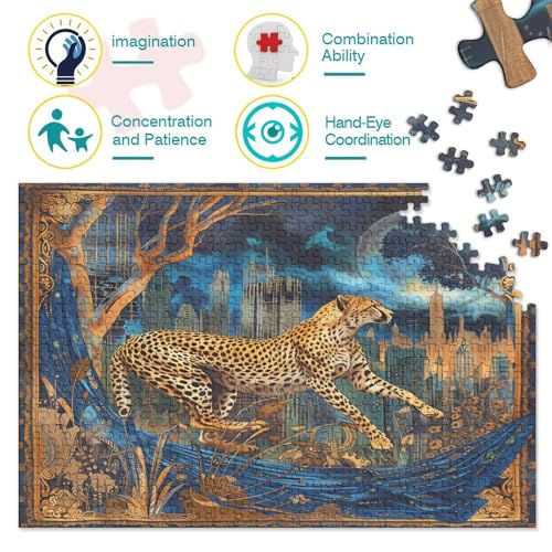 Leopard Erwachsene 300 Teile Wandmalerei Puzzles Geburtstag Family Challenging Games Moderne Wohnkultur Lernspiel Stress Relief Toy 300pcs (40x28cm) von quiltcover