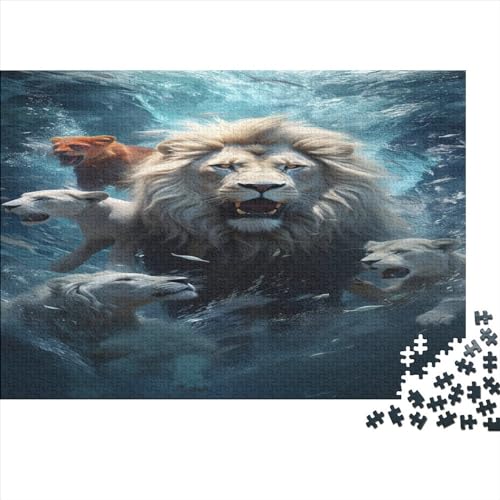 Löwe im Wasser 500 Teile Tier Puzzles Erwachsene Geburtstag Wohnkultur Geschicklichkeitsspiel Für Die Ganze Familie Lernspiel Stress Relief 500pcs (52x38cm) von quiltcover