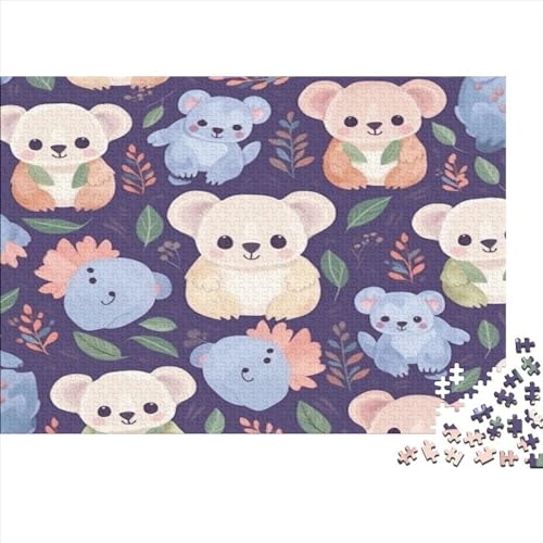 Niedlicher Koala Erwachsene 500 Teile Karikatur Koala Puzzle Zeichentrickfilm Challenging Games Home Decor Geburtstag EduKatzeional Game Stress Relief 500pcs (52x38cm) von quiltcover