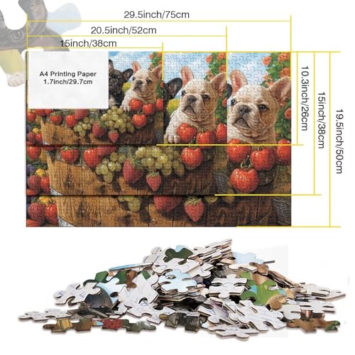 Niedliches Hündchen Puzzles Erwachsene 500 Teile Tier Geschicklichkeitsspiel Für Die Ganze Familie Lernspiel Wohnkultur Geburtstag Stress Relief 500pcs (52x38cm) von quiltcover