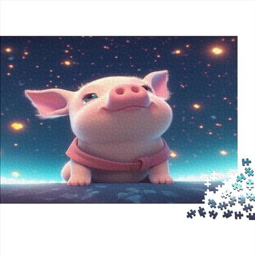 Niedliches Schwein Puzzle Erwachsene 1000 Teile Rosa Schweinchen Lernspiel Home Decor Geburtstag Geschicklichkeitsspiel Für Die Ganze Familie Stress Relief 1000pcs (75x50cm) von quiltcover