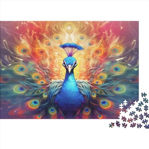 Pfau Puzzles 1000 Teile Schöne Feder Erwachsene Wohnkultur Geschicklichkeitsspiel Für Die Ganze Familie Lernspiel Geburtstag Stress Relief 1000pcs (75x50cm) von quiltcover