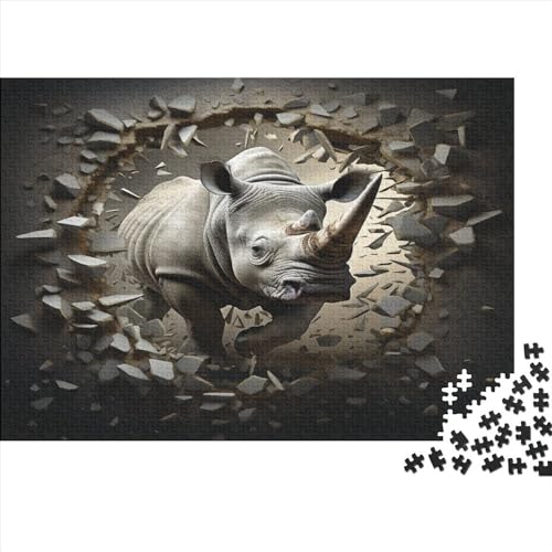 Rhinozeros Für Erwachsene 500 Teile Tier Puzzles Moderne Wohnkultur Educational Game Family Challenging Games Geburtstag Stress Relief 500pcs (52x38cm) von quiltcover